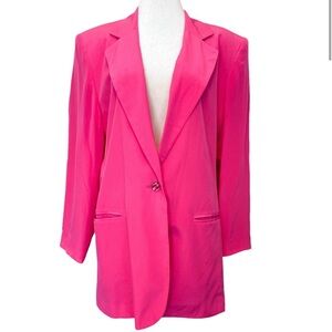 Vintage Diane Gilman Pink Silk Single Button Lightweight silk Blazer Size Large